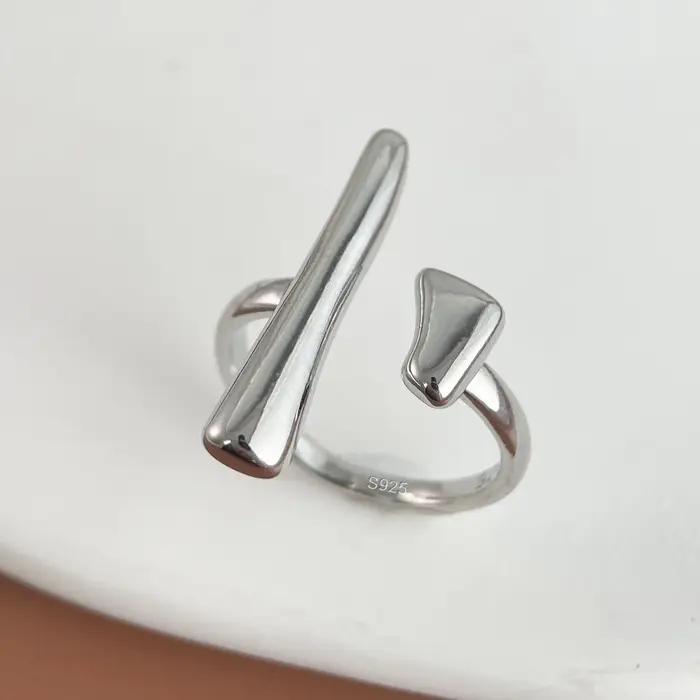 Bagues minimalistes en argent regardé 925 faites à la main pour femmes et couples
