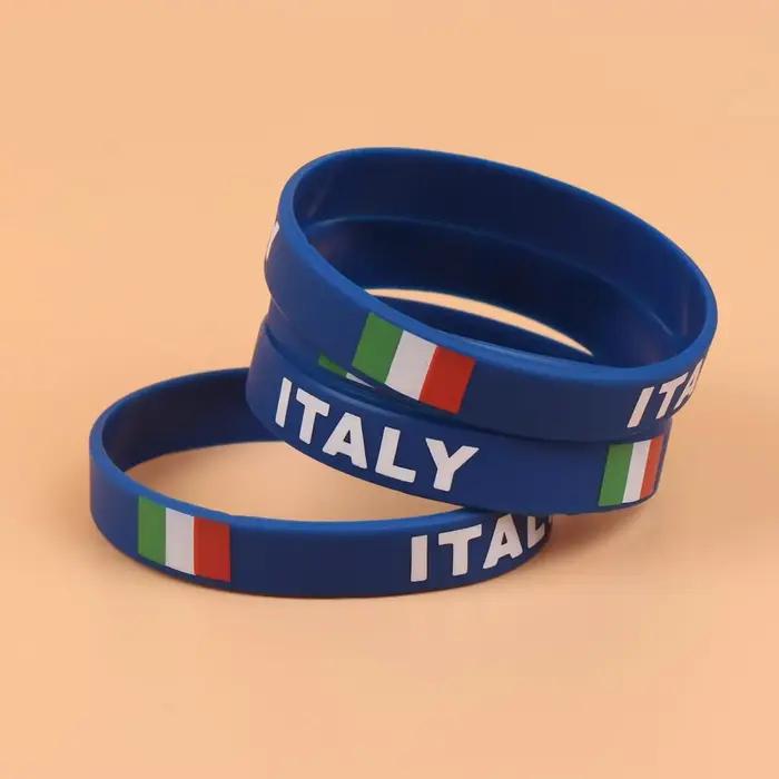 Bracelets drapeau italien en silicone pour hommes et femmes bracelets holographiques classiques à offrir pour vacances sportives et événements