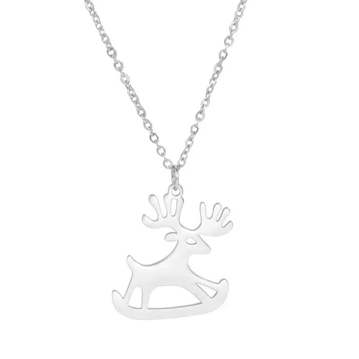 Collier pendentif renne traîneau de noël pour femmes et hommes, bijoux en acier inoxydable, cadeau
