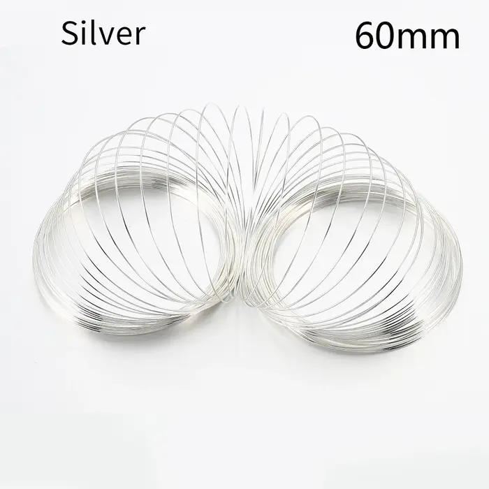 100 boucles mémoire perles en acier fil boucle cercle 55/60/115mm