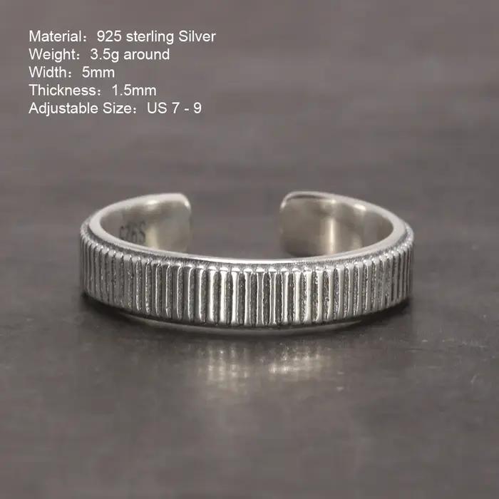 Bague d'extrémité réglable en argent regardé 925 pour femme