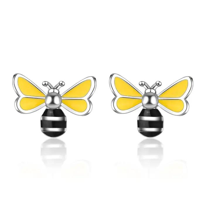 Buyee 925 en argent Sterling femme boucle d'oreille belle abeille boucle d'oreille pour les femmes m
