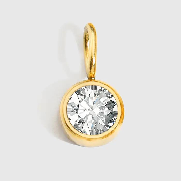 EManco-Pendentif rond en pierre de naissance colorée pour femme