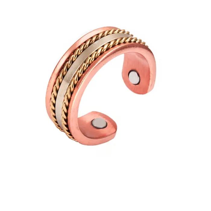 Bracelet Magnétique en Cuivre Tissé Réglable Aimants Forts Fermoir Sécurité Cache Design Mode Occasions Spéciales
