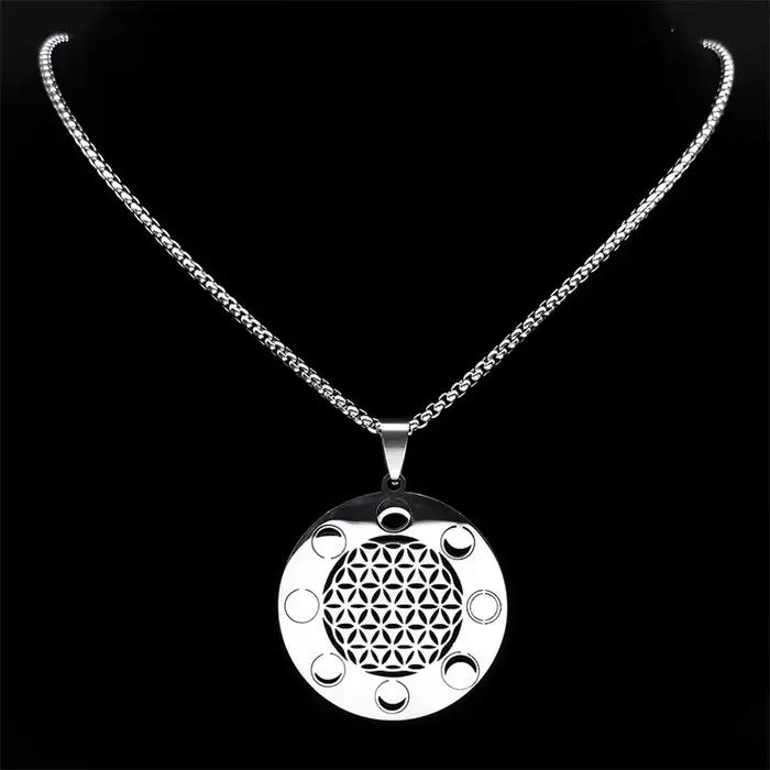 Collier pendentif fleur de vie géométrie sacrée pour hommes et femmes
