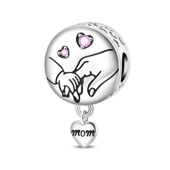 Breloques en argent sterling 925, motif mains de parents et d'enfants, compatibles avec bracelet ori
