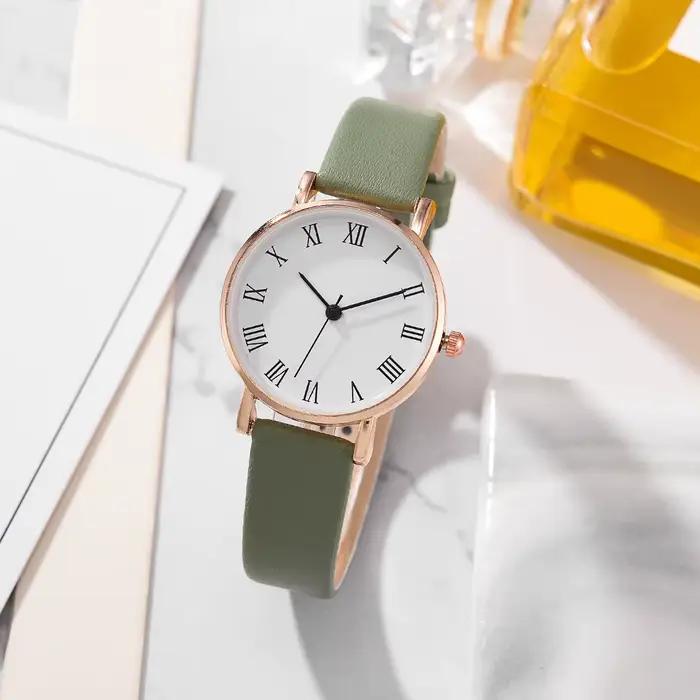 Montre à quartz analogique brillante en cuir PU pour femme, montres pour femme, cadran simple, luxe, mode, 2 pièces, ensemble