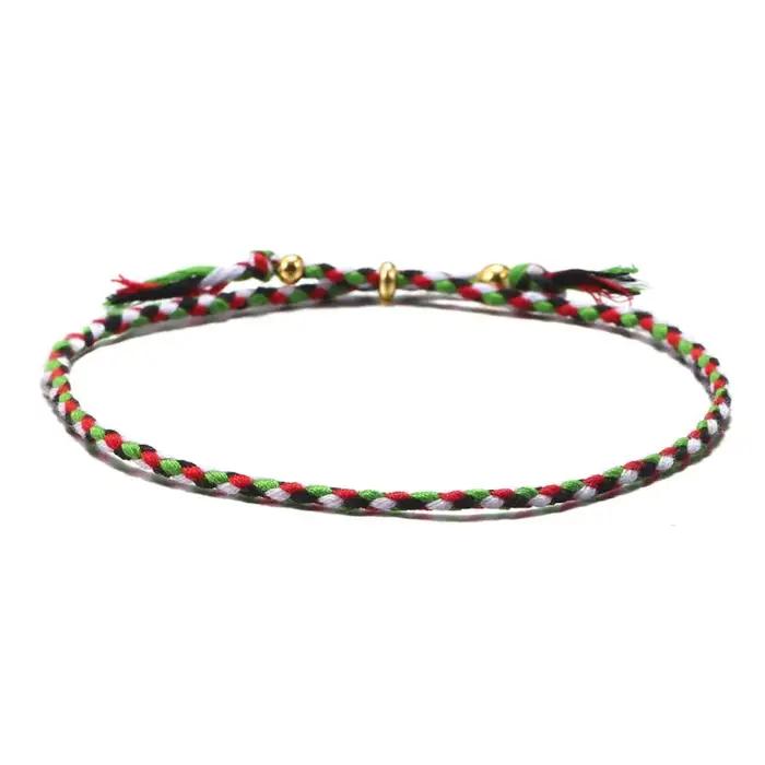 Bracelet tressé fait main en perles de cuivre ajustables pour femmes, fil polyester coloré, accessoi