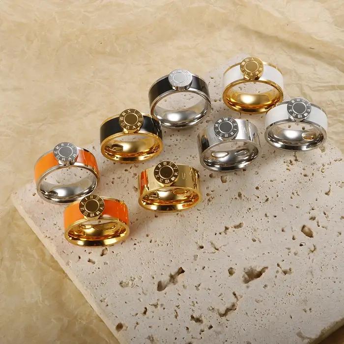 Bague ronde en acier inoxydable avec chiffres romains