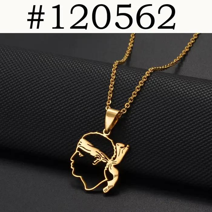 NOUVEAU Collier pendentif drapeau de Corse Bijoux de la Sardaigne pour femmes Acier inoxydable Corse