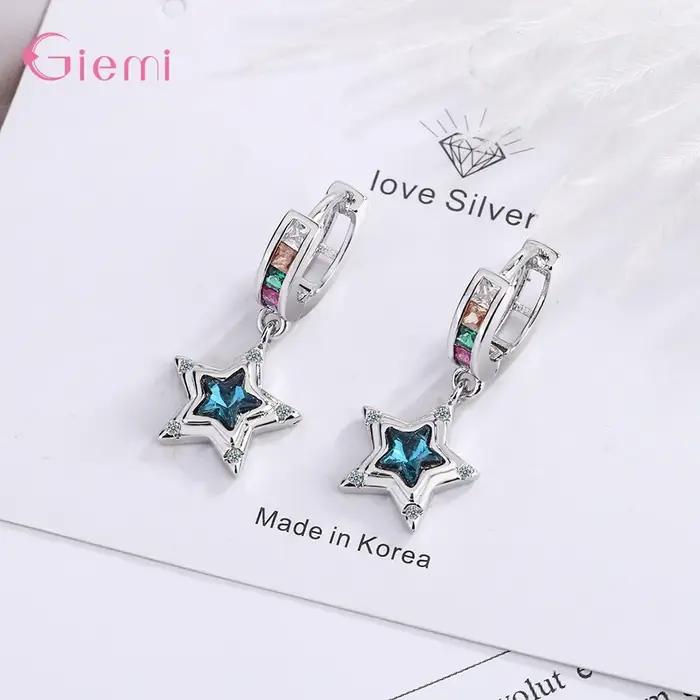 Boucles d'oreilles étoiles simples en argent Sterling 925 véritable pour femmes