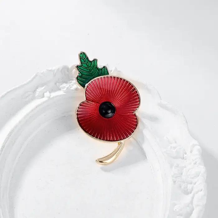 Broche coquelicot rouge de la seconde guerre mondiale unisexe ethnique en métal pour femmes et hommes ocassions spéciales et cadeaux historiques