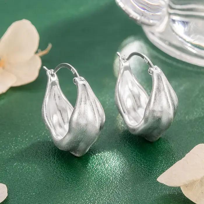 Boucles d'oreilles en argent sterling 925 pour femmes, boucles d'oreilles rondes géométriques dorées