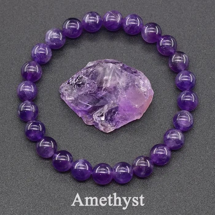 Bracelets extensibles en pierre naturelle de Quartz, poudre de Rose naturelle, purifie l'âme, bijoux, perles pour amoureux des femmes