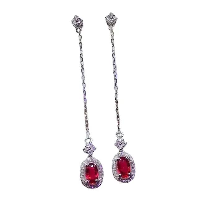Boucles d'oreilles pendantes incrustées d'argent pour femmes