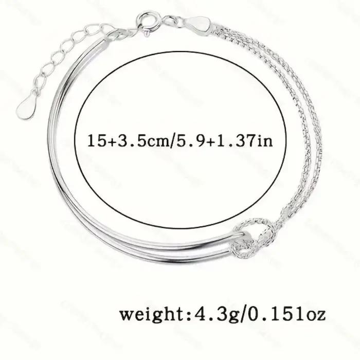 Bracelet double couche en argent sterling 925 pour femmes et filles, élégant, avec nœud irrégulier, design minimaliste, bijoux de fête, cadeaux