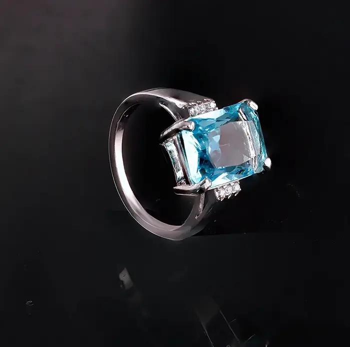 Bague de fiançailles en topaze plaqué argent pour femme