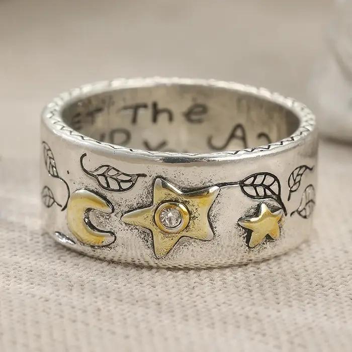 Bague minimaliste étoiles et lune pour femmes et hommes