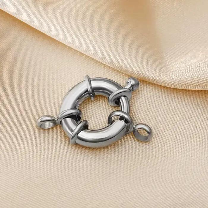 Fermoirs à ressort ronds couleur or véritable 18 carats pour bracelets