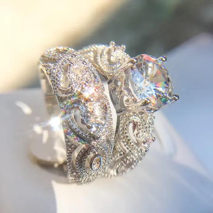 Bague de fiançailles en argent regardé 925 pour femme