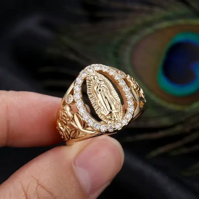 Bague Camée Vintage pour Femme en Laiton et Zircon