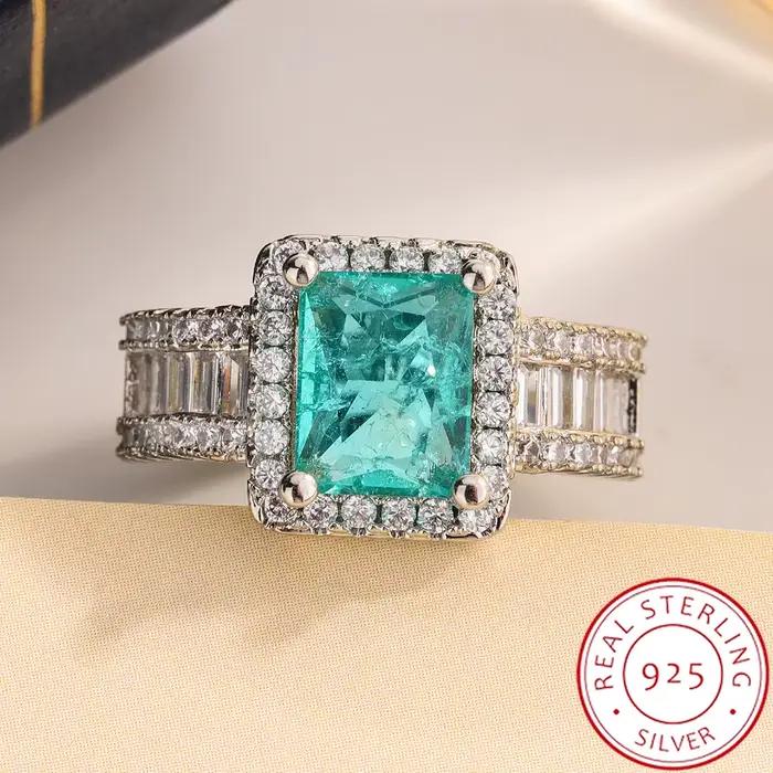 Bague de mariage géométrique moderne - Zirconia taille princesse en argent 925 | Bande minimaliste
