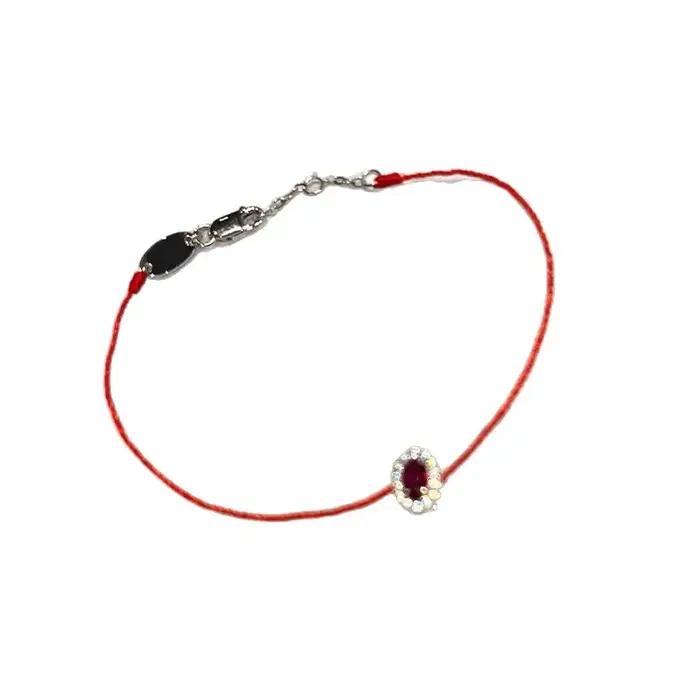 Bracelet Artisanal En Corde Rouge Style Parisien Saphir Porte-Bonheur Mini Dégradé Arc-En-Ciel Couleur Bonbon Bracelet Tendance Unisexe Occasions Spéciales