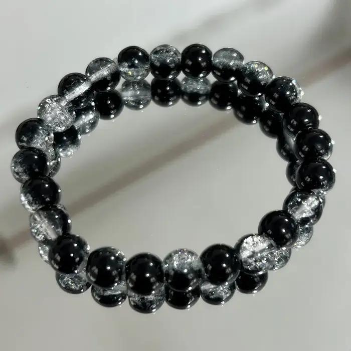 Bracelet de perles rondes élastiques simples pour hommes et femmes