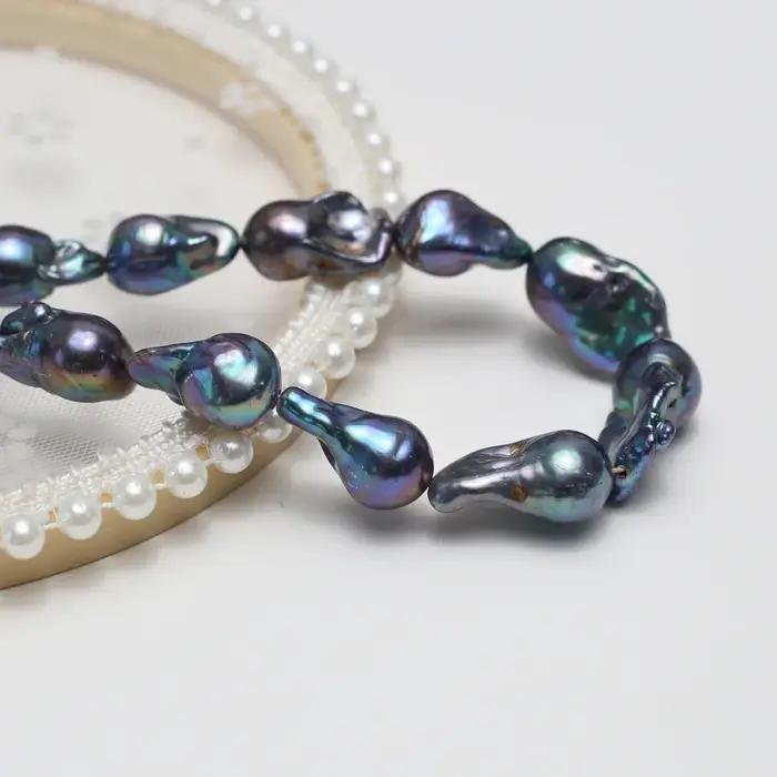 Perle d'eau douce naturelle bleu-violet 12*15mmAAAAA