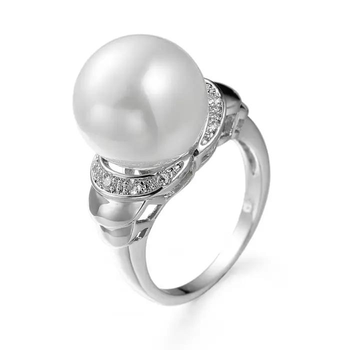 100% véritable Bague de perle blanche Bague élégante pour les femmes mode 925 Bijoux en argent Sterl