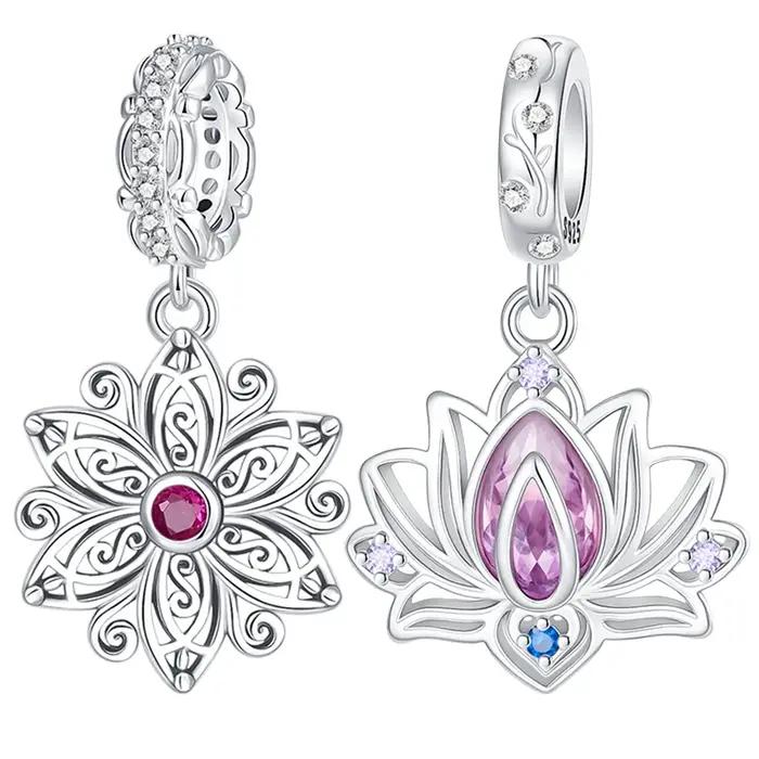 Pendentif fleur de Lotus en argent Sterling 925