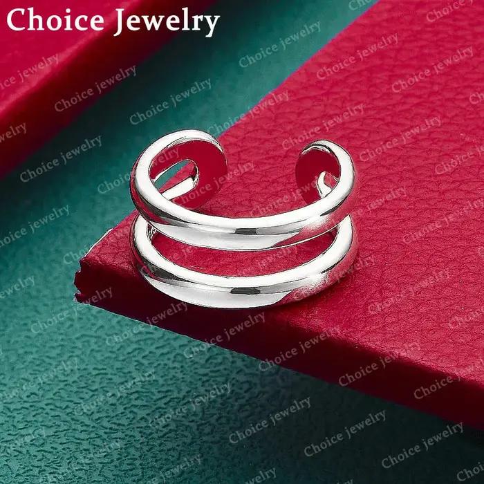 Bague de fiançailles ouverte en argent sterling 925 pour femmes et hommes