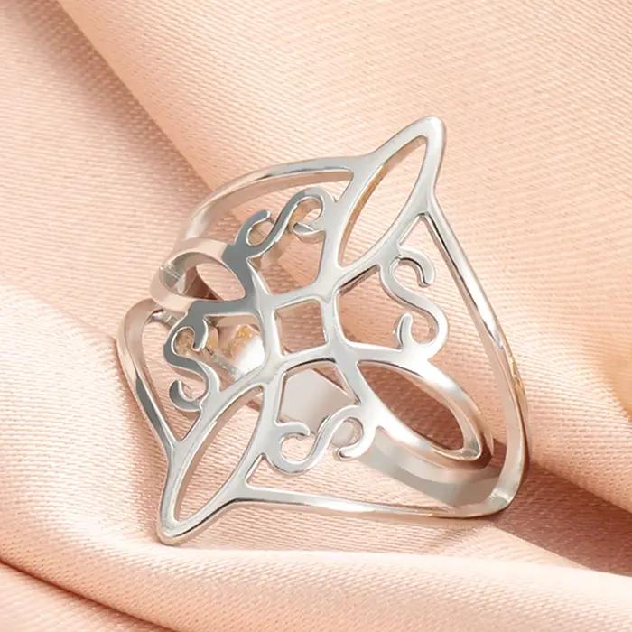 Anneau en acier inoxydable avec nœud de sorcière, croix Wiccan, nœud celtique, pour femmes et hommes