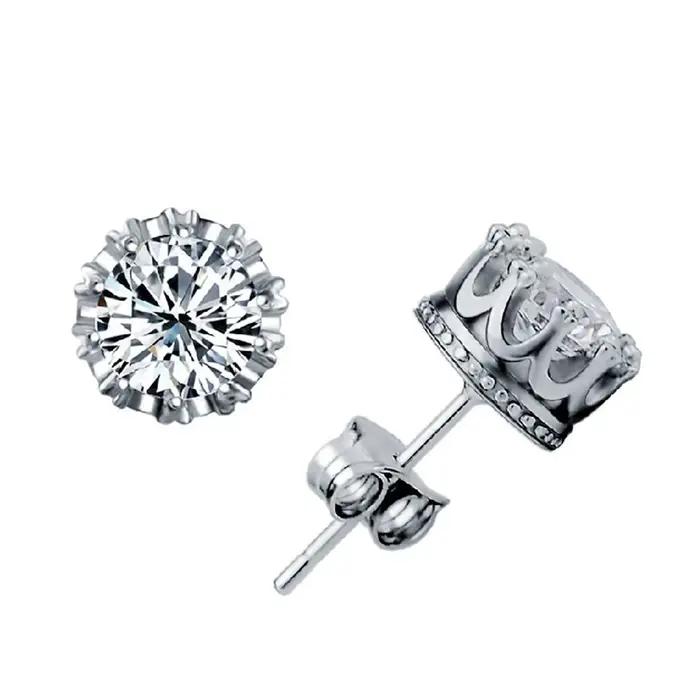 Boucles d'oreilles en argent sterling 925 véritable avec zircon cubique