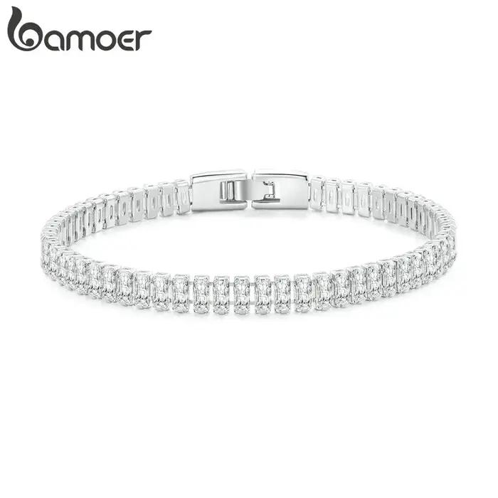 Bamoer – Bracelet carré brillant en Zircon pour femmes