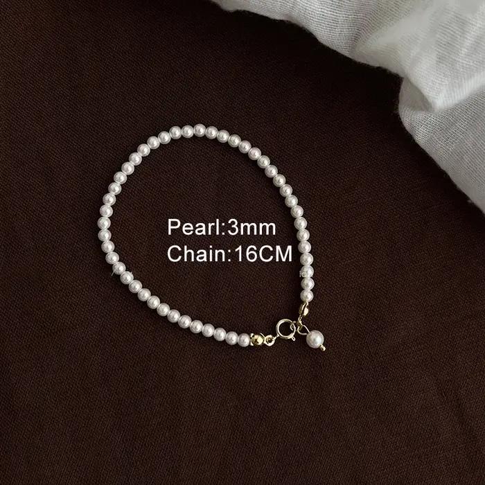 Bracelet en argent sterling 925 serti de perles couleur or élégant pour femmes occasions spéciales romantique minimaliste
