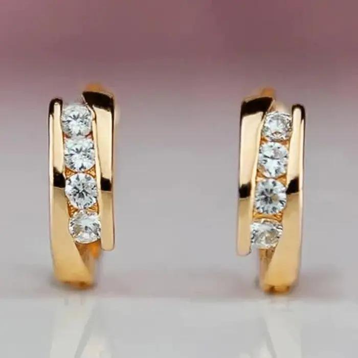 Huitan – boucles d'oreilles créoles couleur or pour femmes