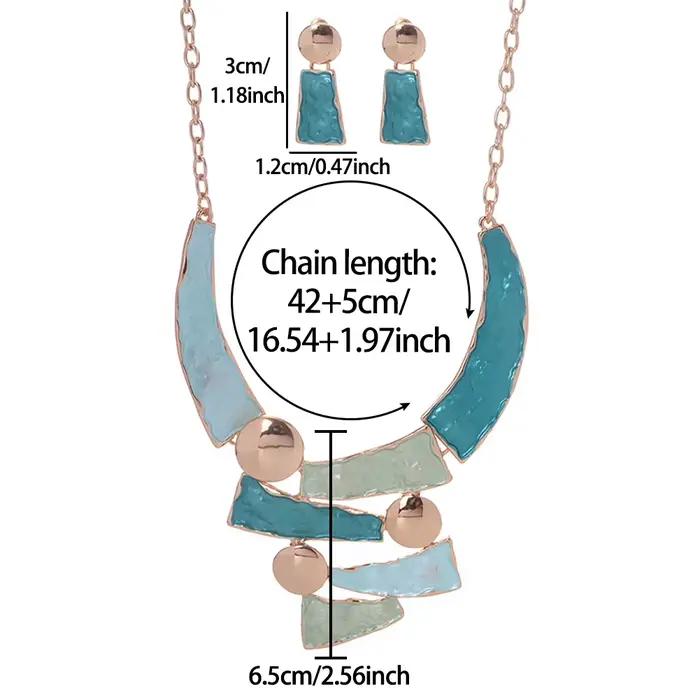 MeiceM – ensemble de bijoux multicolores en alliage de Zinc, mode géométrique élégante pour femmes, collier et boucles d'oreilles en émail, cadeau de fête des mères, 2024
