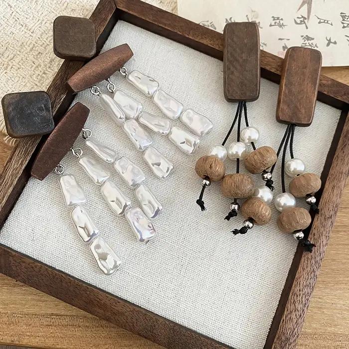 Boucles d'oreilles Vintage en bois faites à la main pour femmes