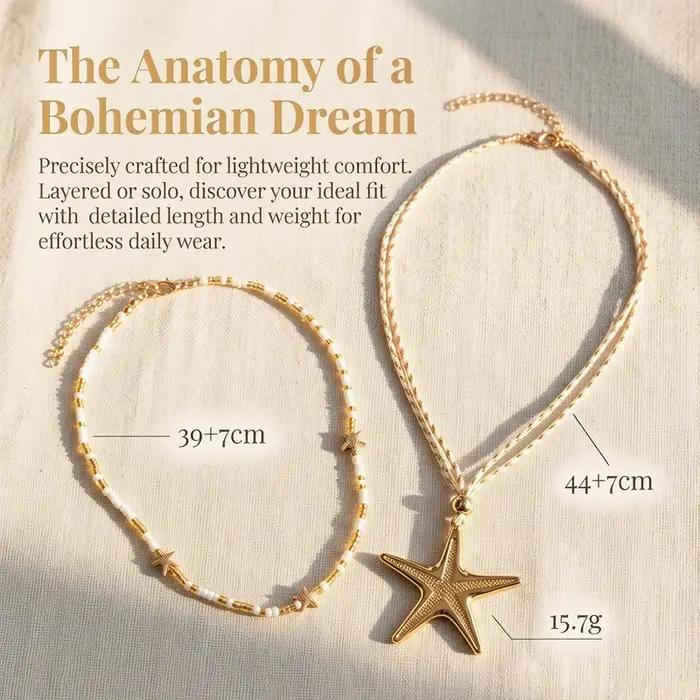 Collier long bohème étoile grande pour femme style Y2K bijoux tendance plage vacances occasions spéciales