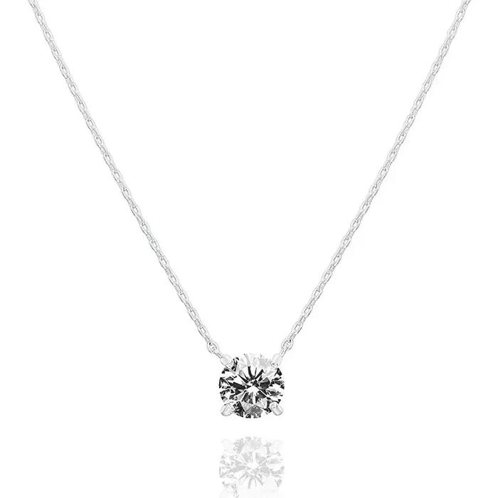 Collier pendentif pour femme en or plaqué 18 carats avec diamant simulé de 2