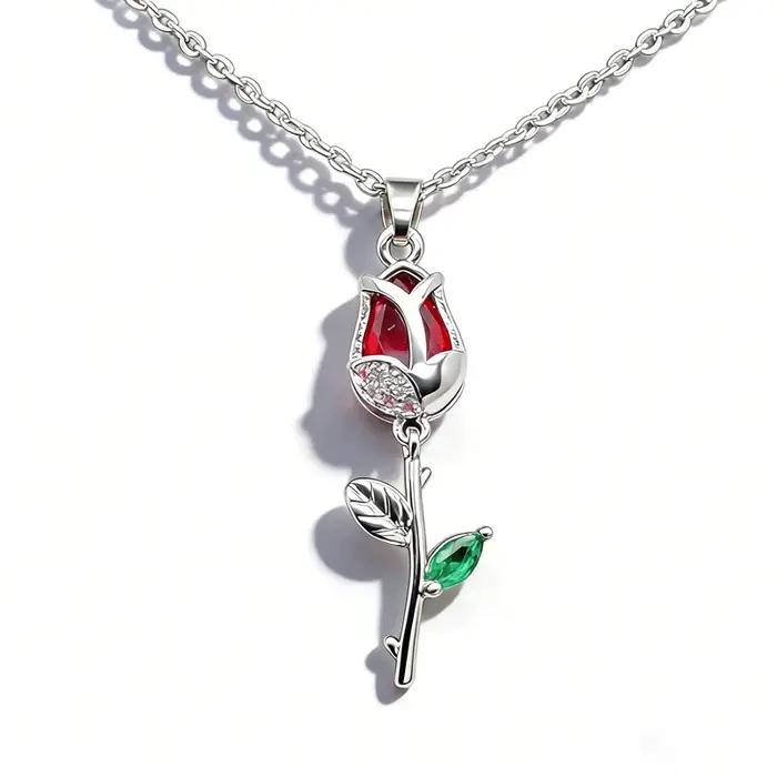 Collier élégant avec pendentif tulipe plaqué or pour femme, chaîne fine avec zircon, bijoux de luxe