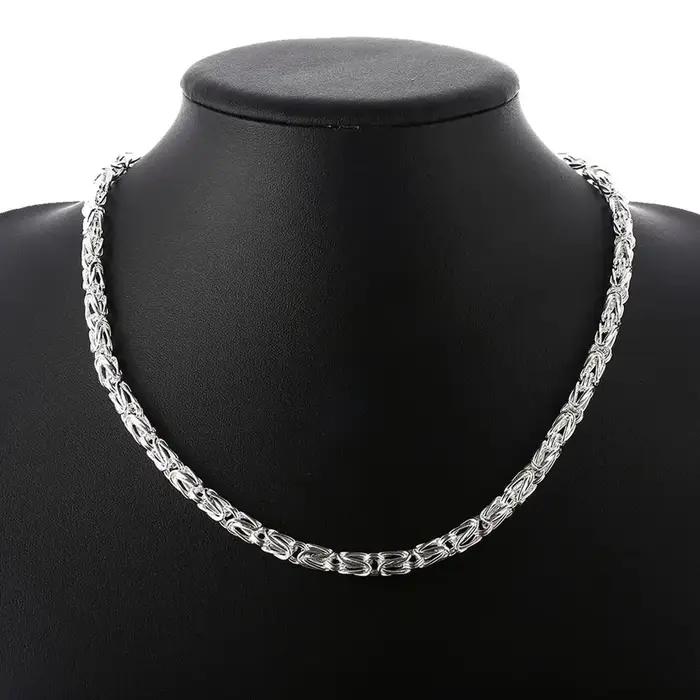 Chaîne géométrique 6MM tendance en argent sterling 925