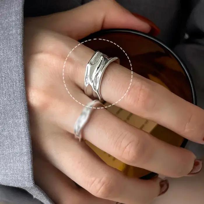 Bague Bergame Irrégulière en Argent Sterling 925 pour Femme et Fille
