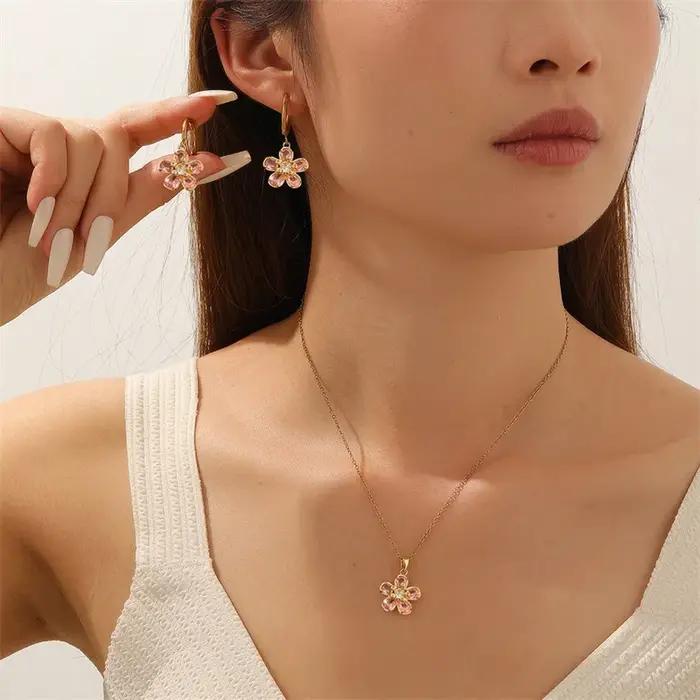 EILIECK Collier et Boucles d'Oreilles de Luxe en Zircon Cubique Brillant