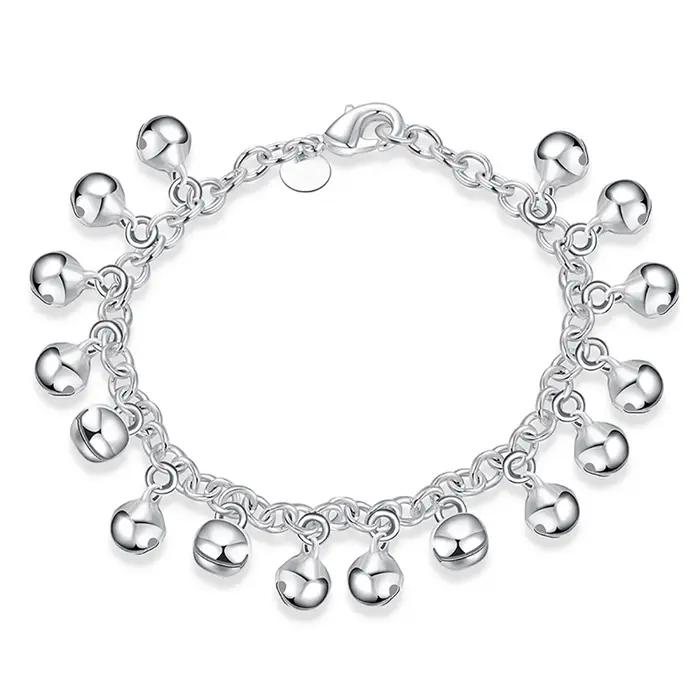 Bracelets à breloques en argent sterling 925 avec perles clochettes pour femmes