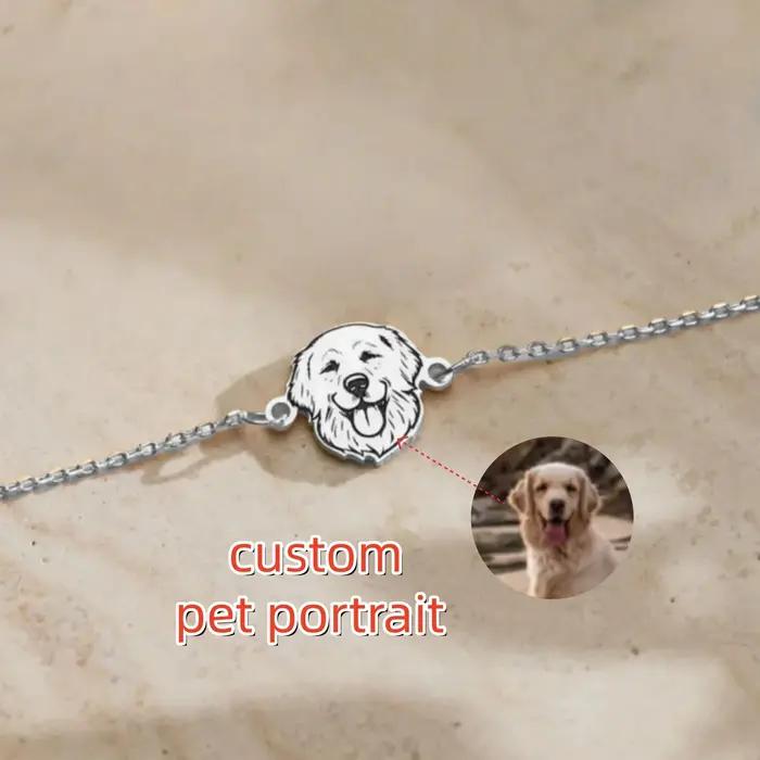 Bracelet personnalisé avec Portrait d'animal de compagnie, Bracelet commémoratif pour animaux de com