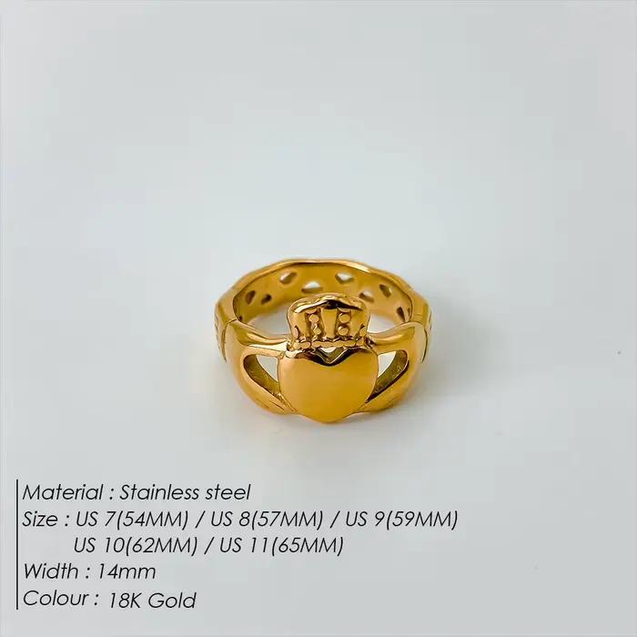 Bague Claddagh Celtique Vintage St.delan en Acier Inoxydable