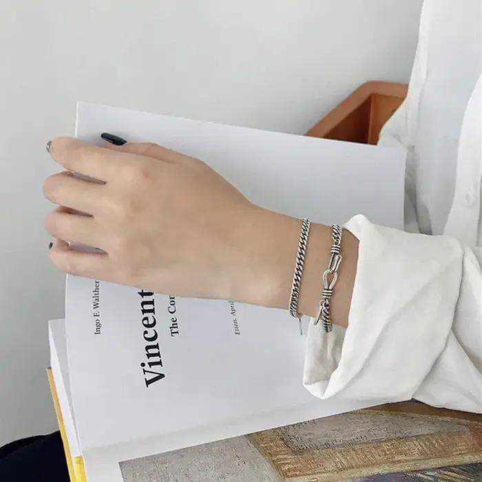 ANENJERY lune étoile Imitationn perle Bracelet à breloques 925 argent Sterling dégradé pierre