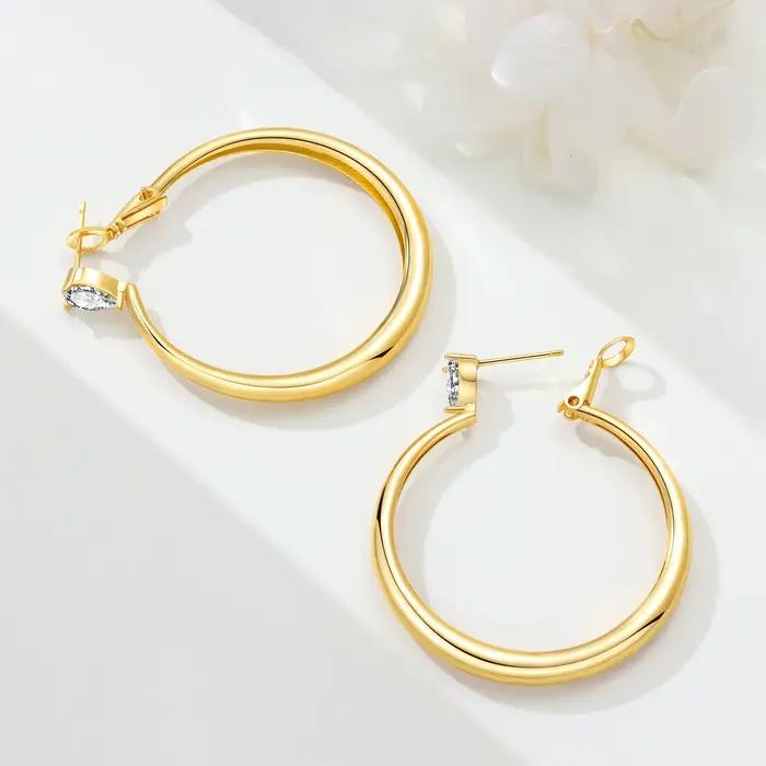 Boucles d'oreilles en argent sterling 925 avec filet d'or 18 carats minimalistes pour femmes bijoux élégants cadeaux pour occasions spéciales